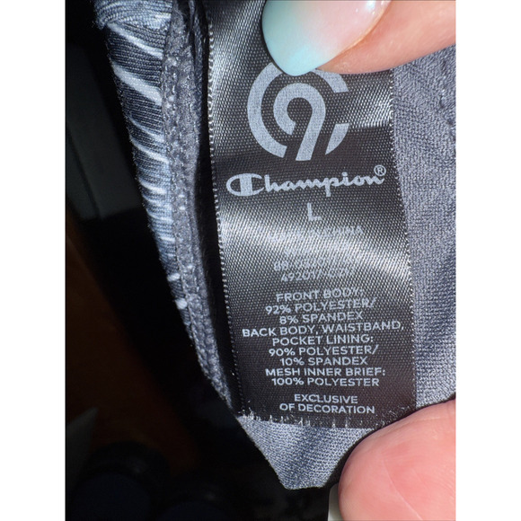 Champion Womens Sz L Lined Running Shorts Black Athletic‎ Gym Workout Reflective - Picture 3 of 8